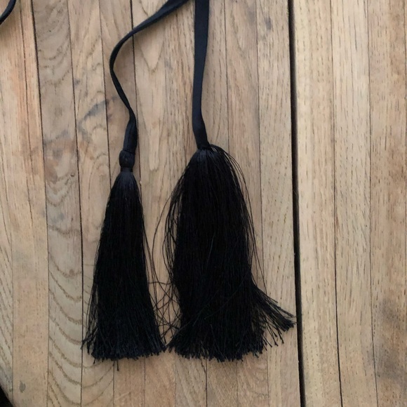 Cinq a Sept Silk Dress Mini Black Embroidered Tassels Zane US 8 - Picture 6 of 10